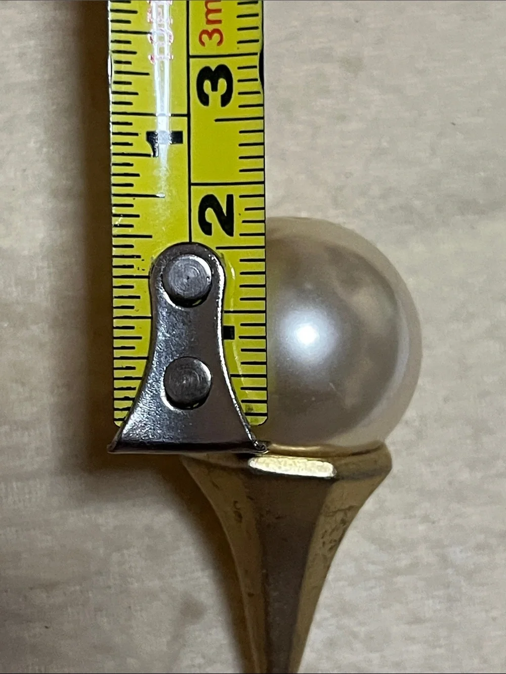 Vintage Gold Pearl Drop Pendant - Cream